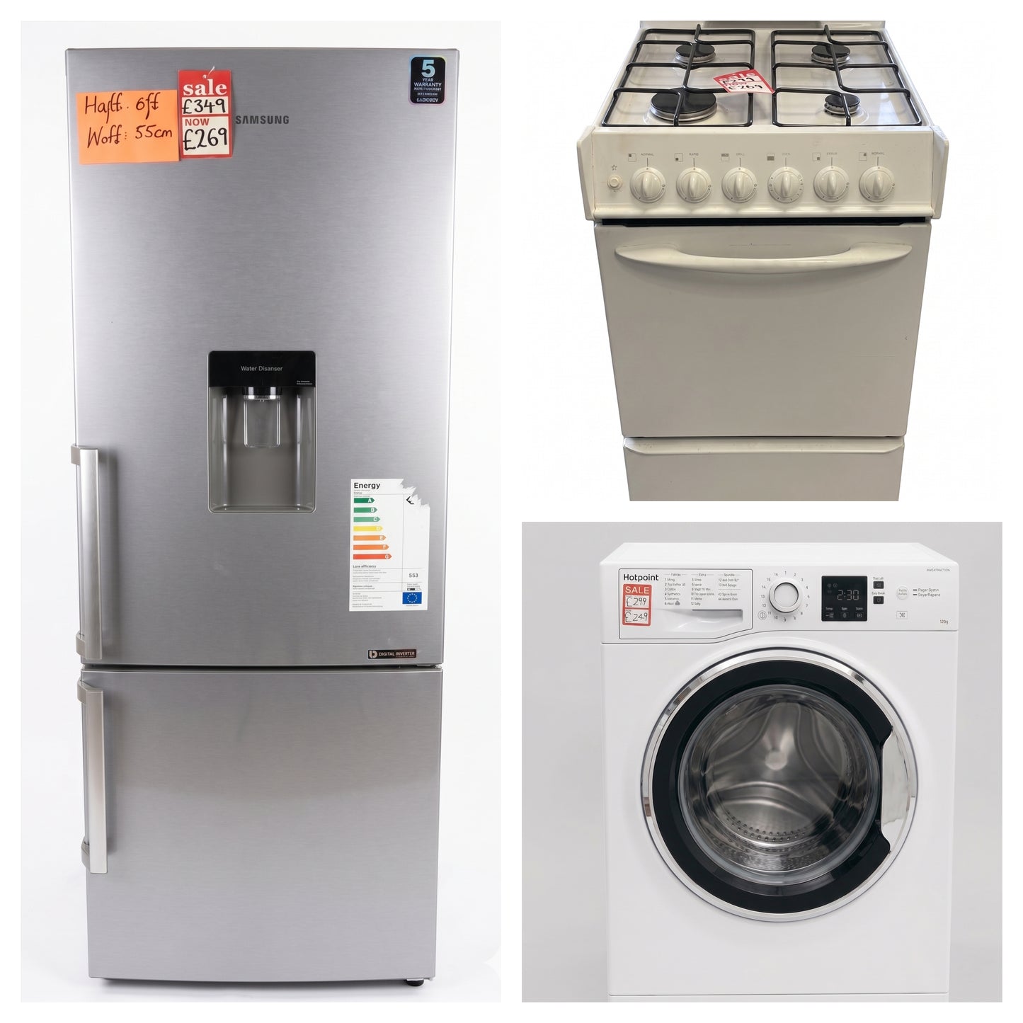 Fridge Freezer, Cooker, Washing Machine