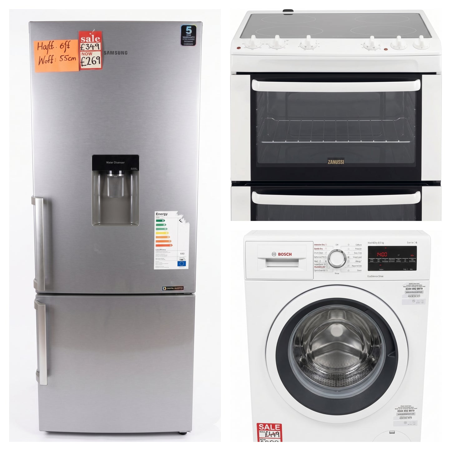 Fridge Freezer, Cooker, Washing Machine