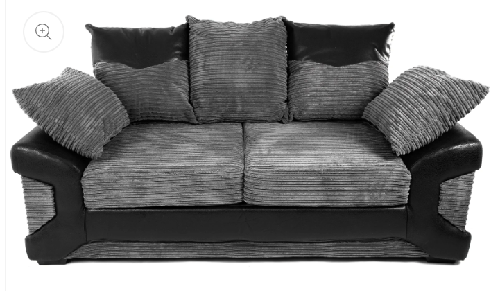 Dino 3 + 2 Seater Sofa Set Black/Grey Cord