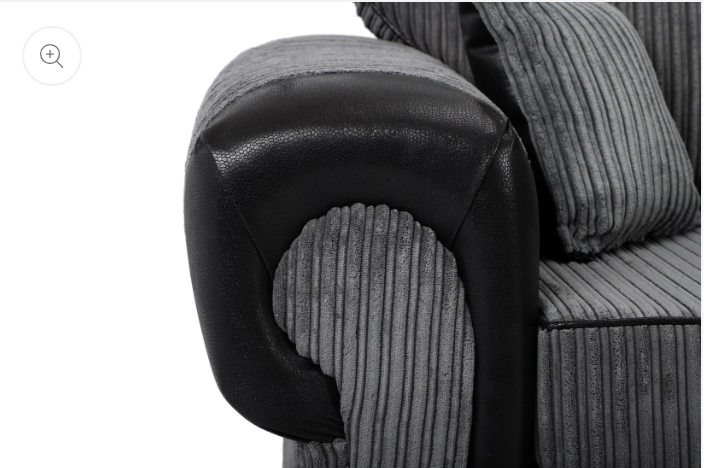 Tangent Large Corner 2C2 Sofa Black/Grey Cord