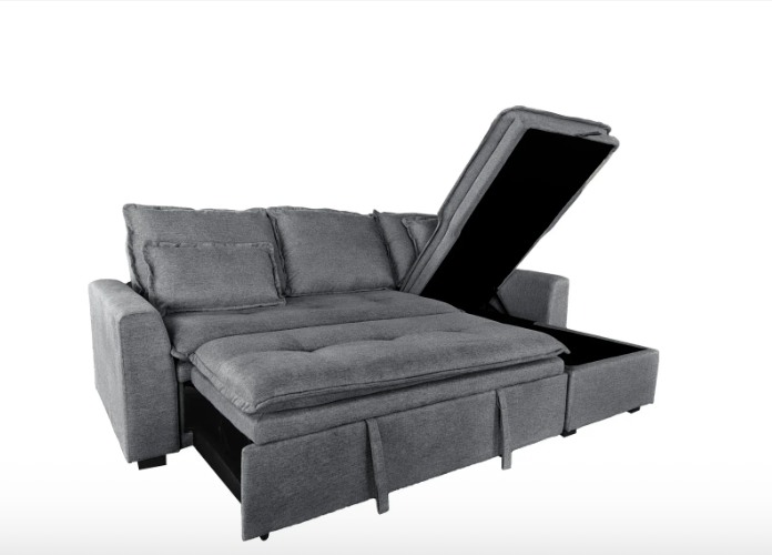 Cozeo Corner Sofa bed with Storage Chase Silver or Grey