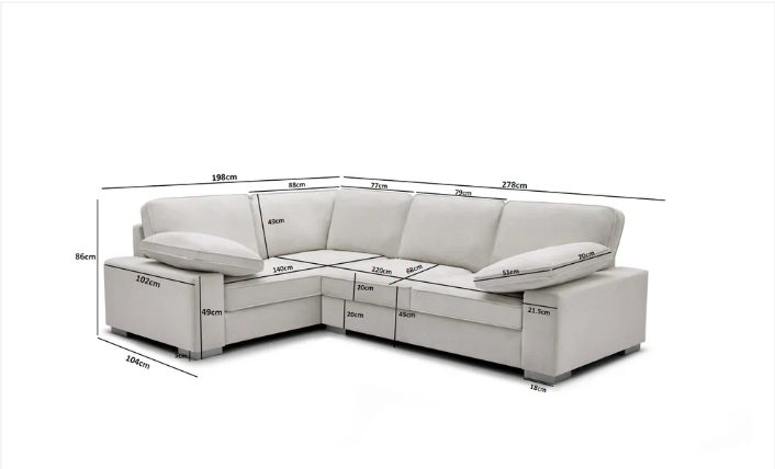 Ascot Left Hand Corner Sofa - Linen Grey