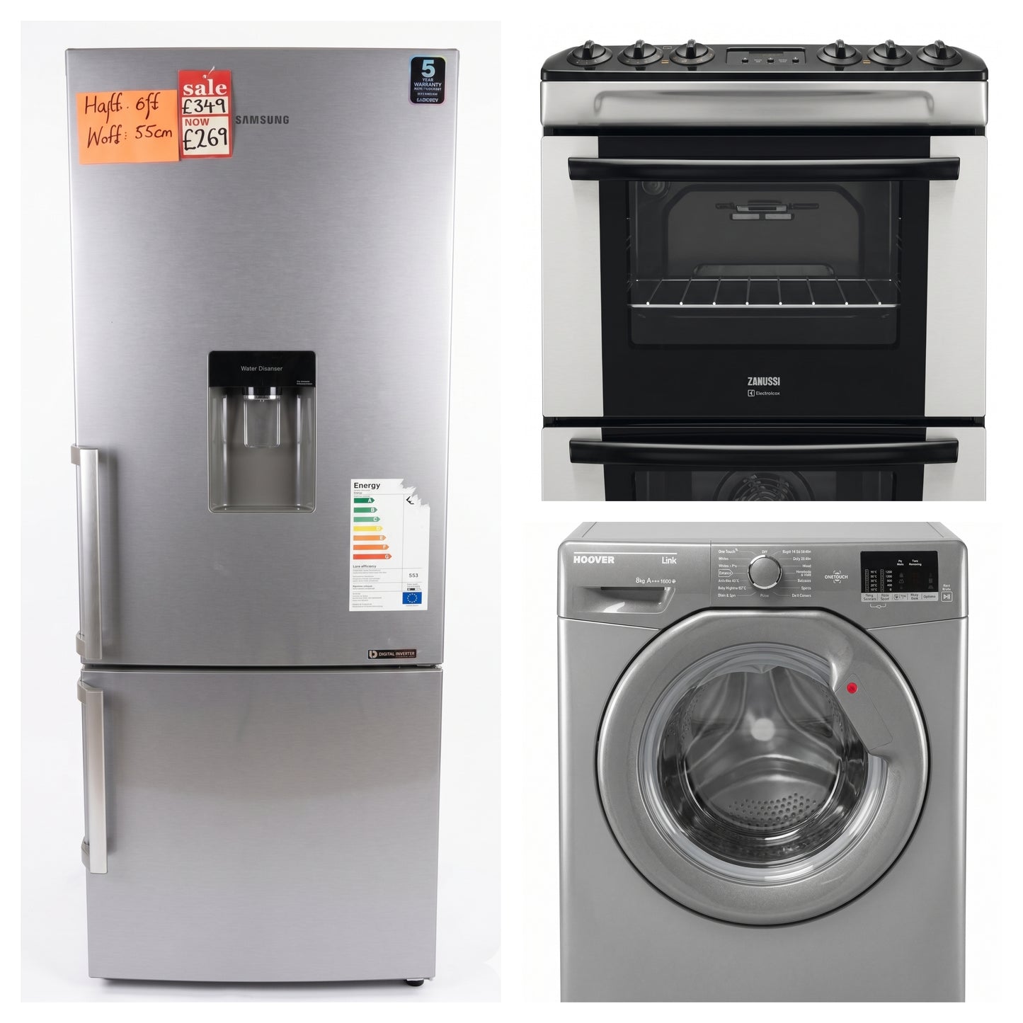 Fridge Freezer, Cooker, Washing Machine