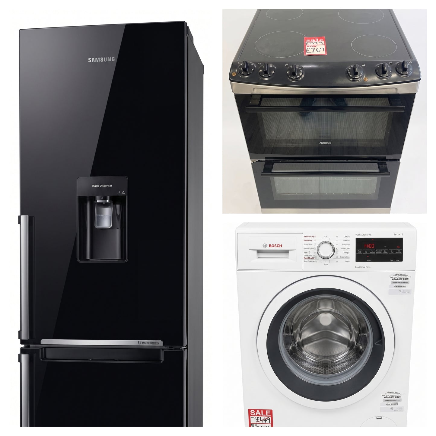 Fridge Freezer, Cooker, Washing Machine