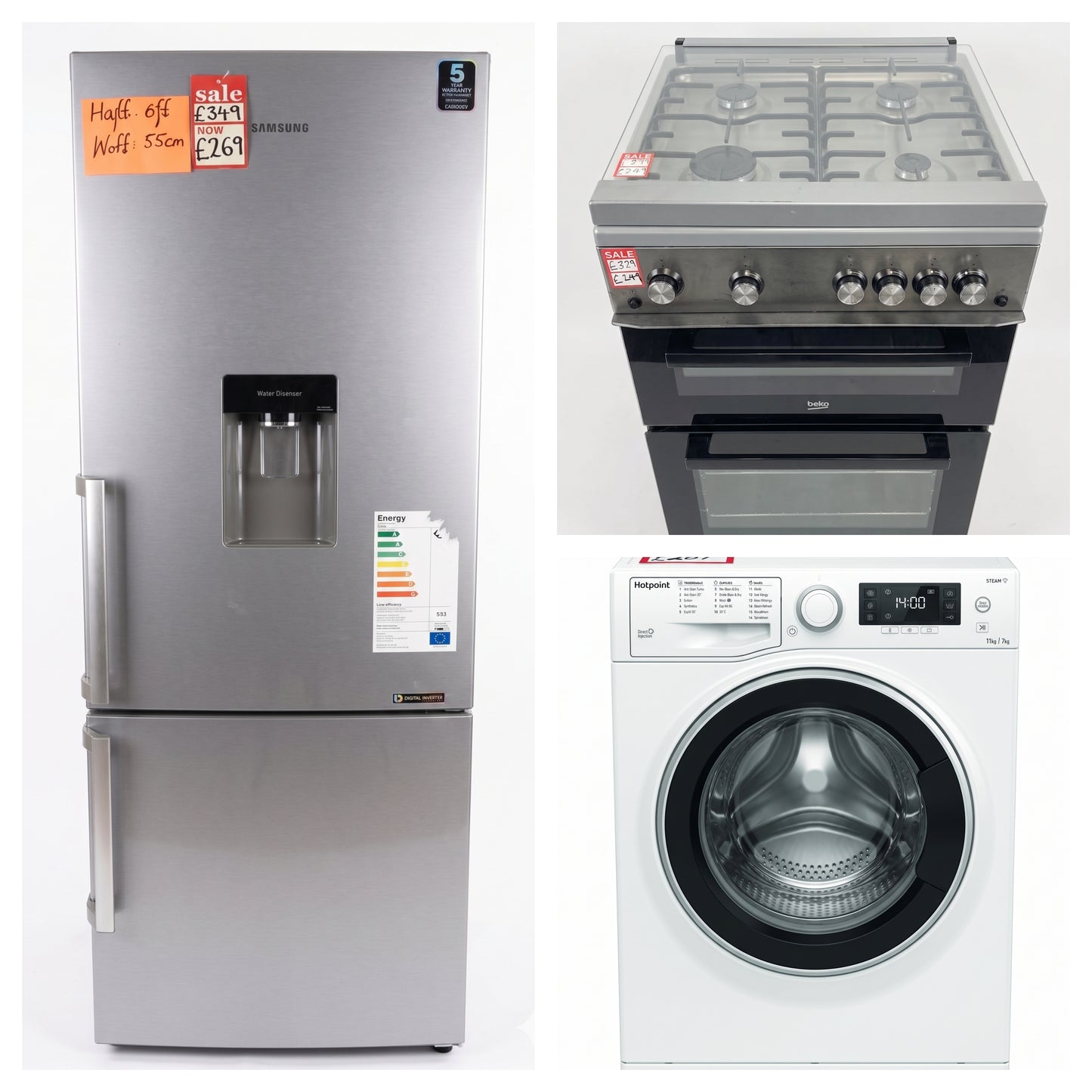 Fridge Freezer, Cooker, Washing Machine