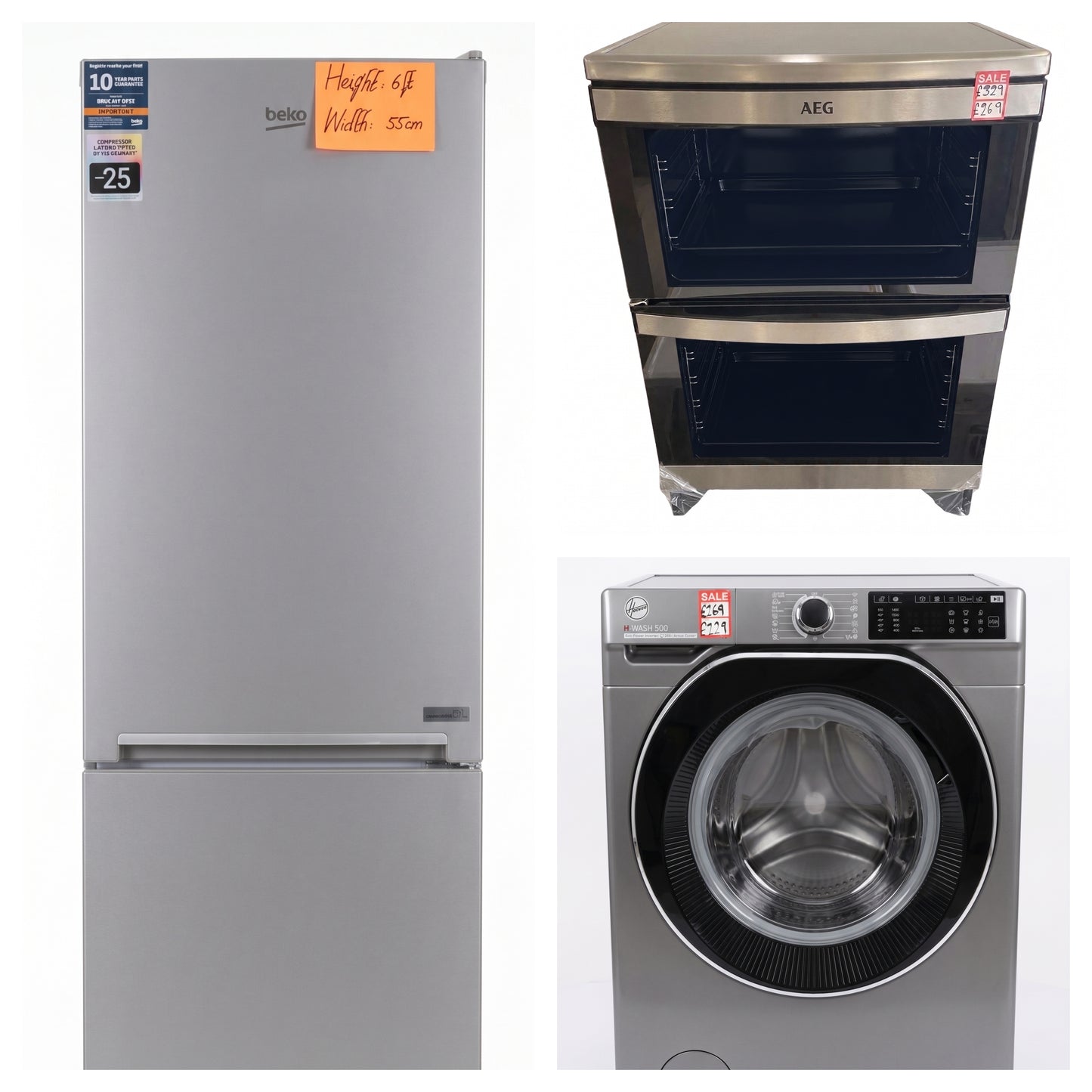 Fridge Freezer, Cooker, Washing Machine