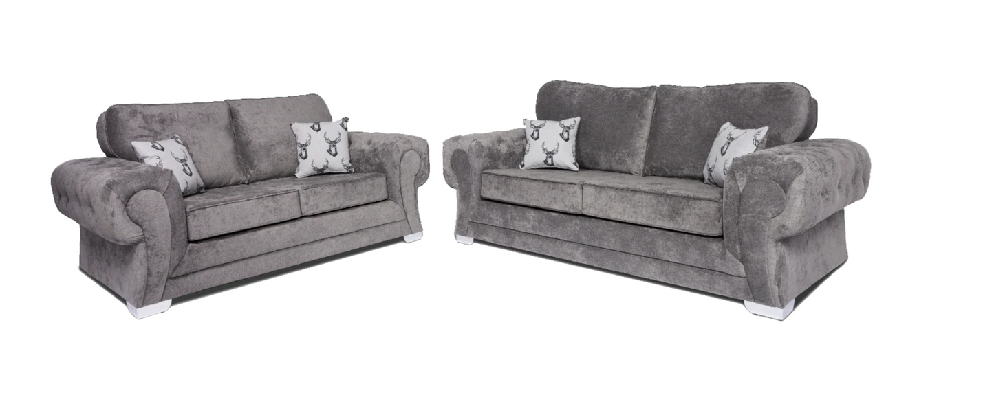 Verona Full Back 3+2 Seater Sofa Set Grey
