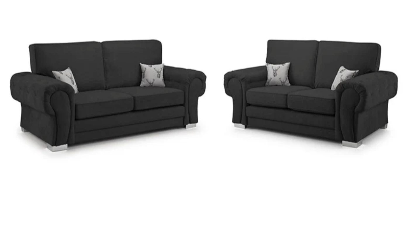 Verona Full Back 3+2 Seater Sofa Set Black