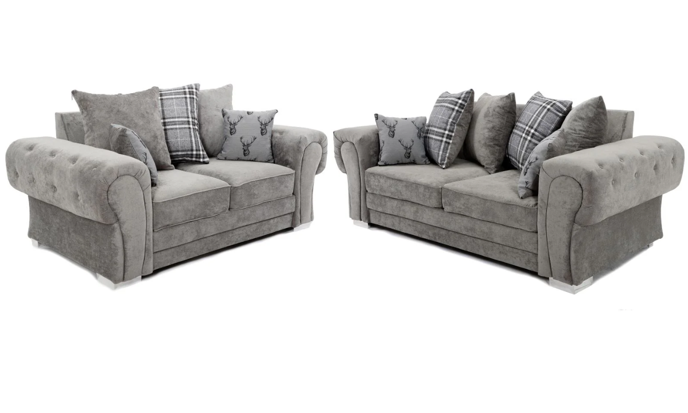 Verona Scatter Back 3+2 Seater Sofa Set Grey