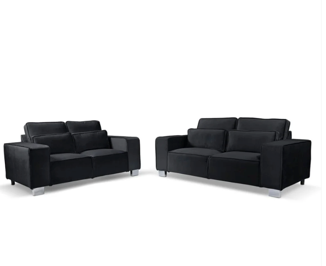 Sloanne 3+2 Sofa Set Black