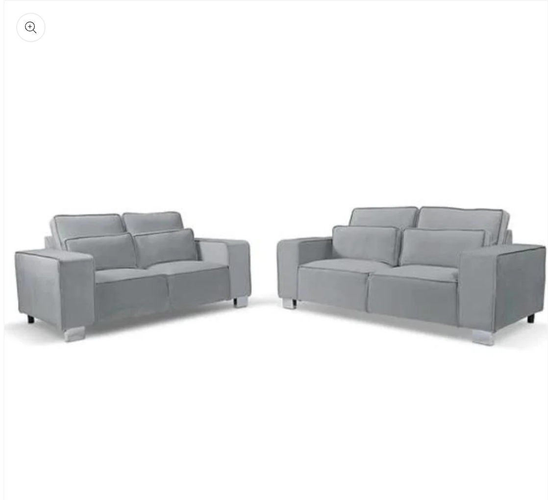 Sloanne 3+2 Sofa Set Plush Silver