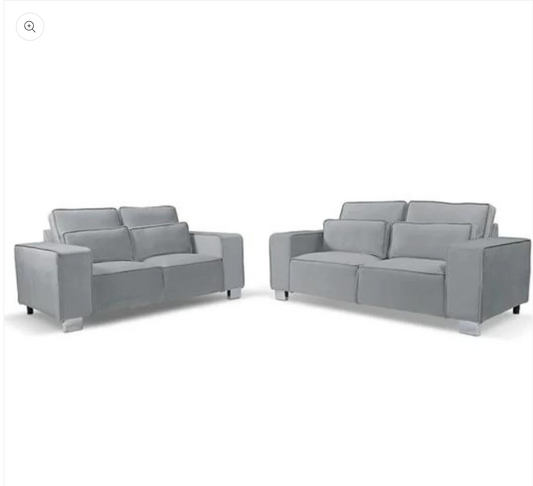 Sloanne 3+2 Sofa Set Plush Silver