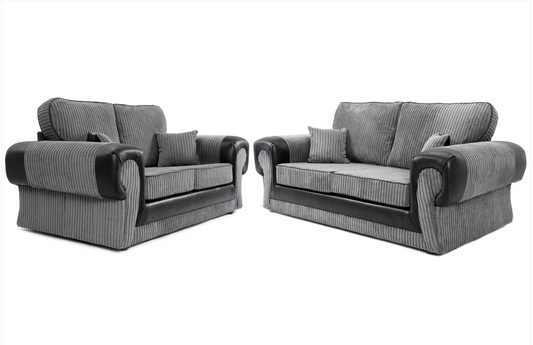 Tangent 3 + 2 Seater Sofa Black/Grey Cord