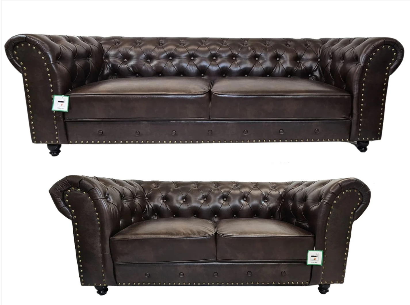 Brown Chesterfield Leather 3+2 Sofa Set