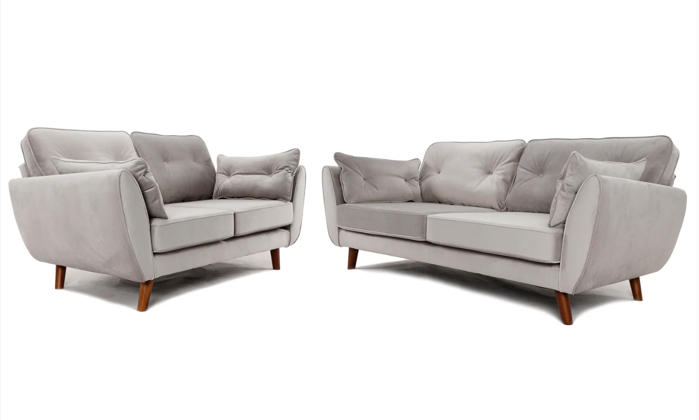 Zinc 3+2 Seater Sofa Set Plush Silver