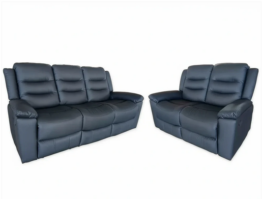 Roma 3+2 Seater Manual Recliner Anti Scratch Leather Black