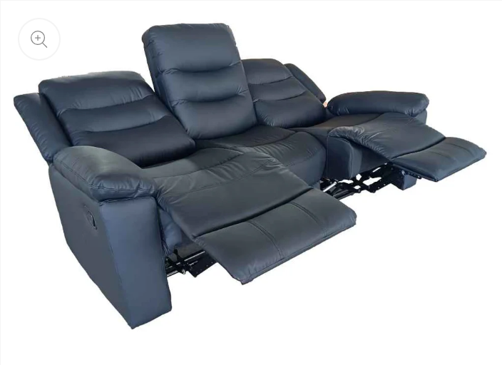 Roma 3+2 Seater Manual Recliner Anti Scratch Leather Black