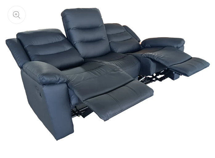 Roma 3+2 Seater Manual Recliner Anti Scratch Leather Black