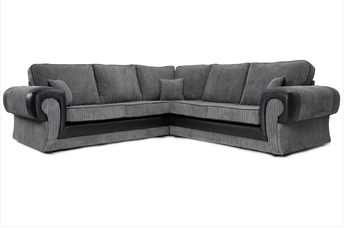 Tangent Large Corner 2C2 Sofa Black/Grey Cord