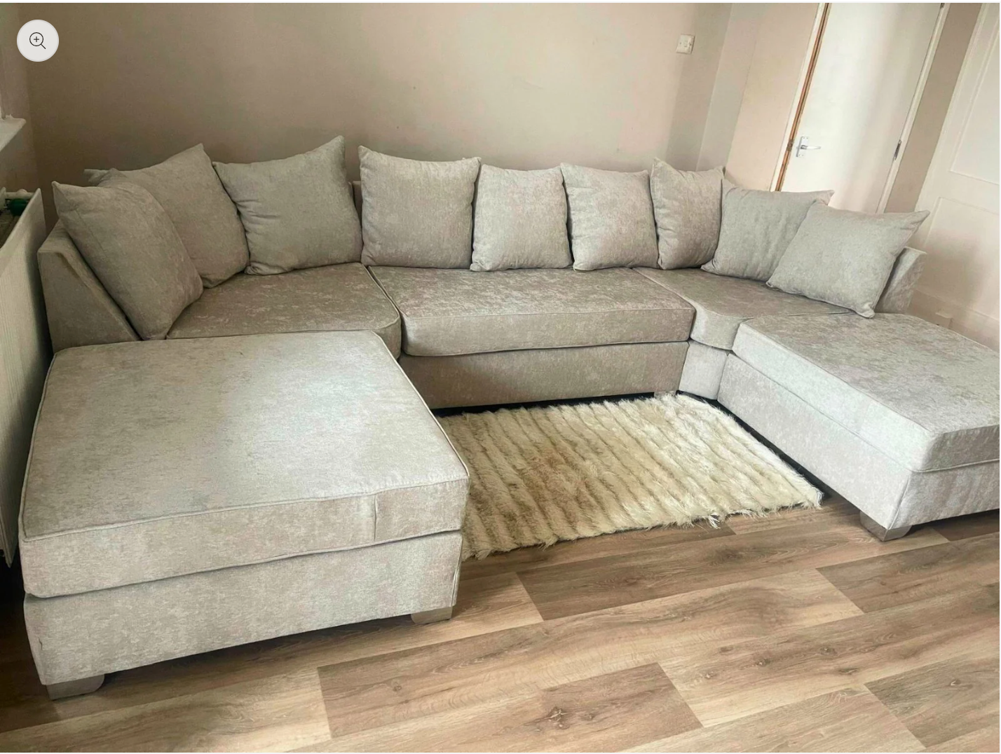 Bishop U-Shape Sofa Alaska Silver Scatterback