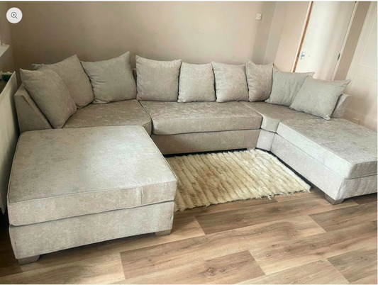 Bishop U-Shape Sofa Alaska Silver Scatterback