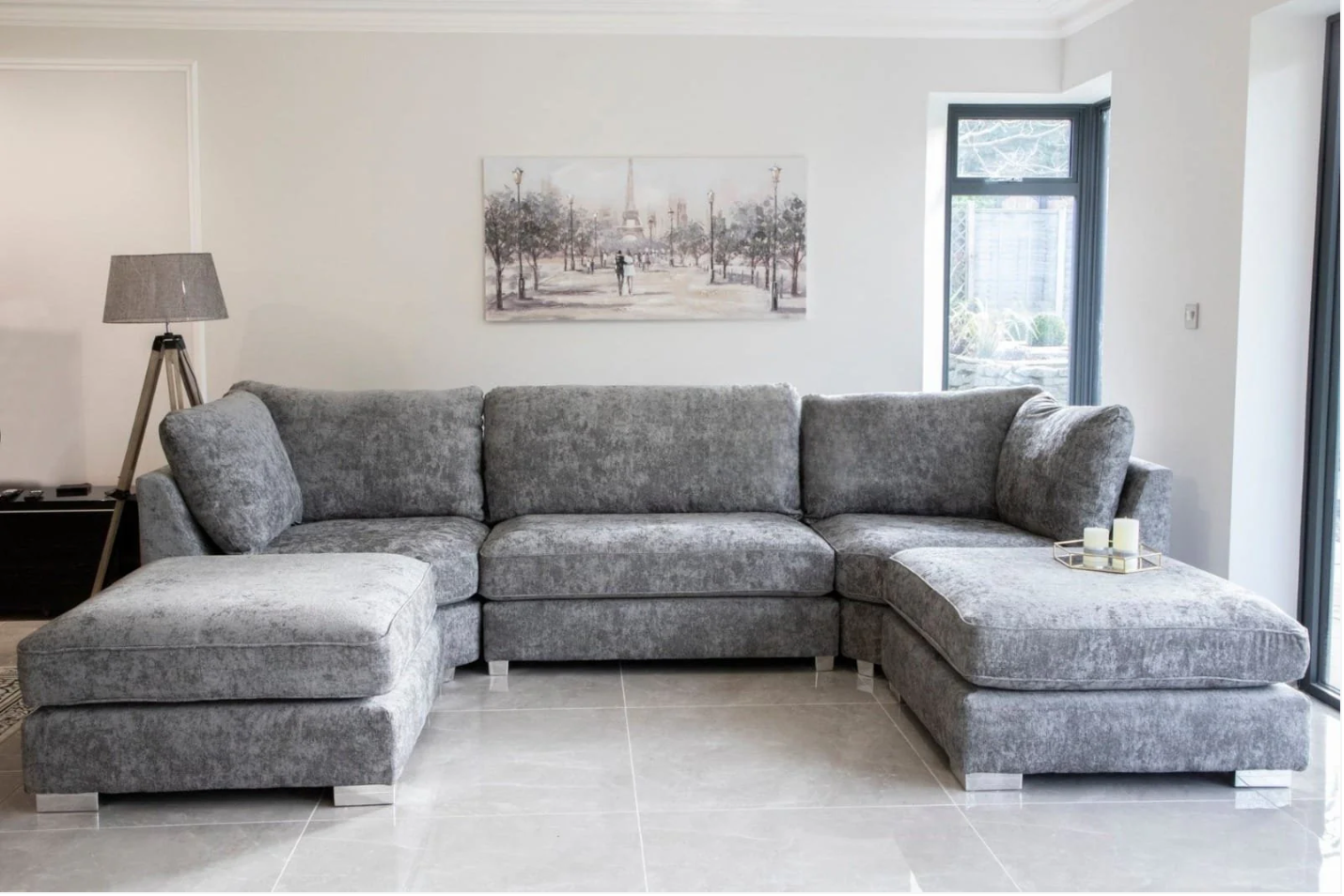 Bishop U-Shape Sofa Alaska Platinum