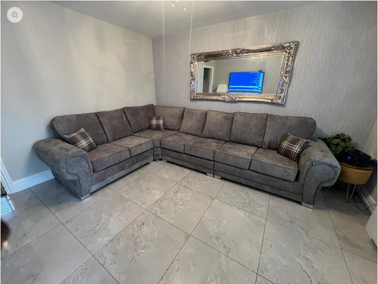 7 Seater Verona Full Back Corner Sofa Grey, Black, Mink
