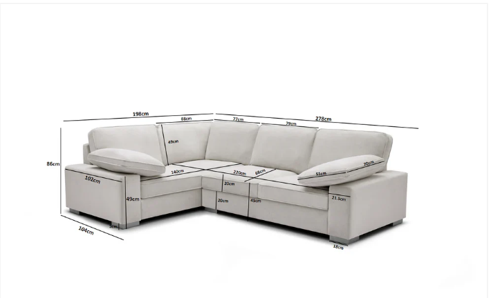 Ascot Left Hand Corner Sofa - Jumbo Cord Grey & Mink
