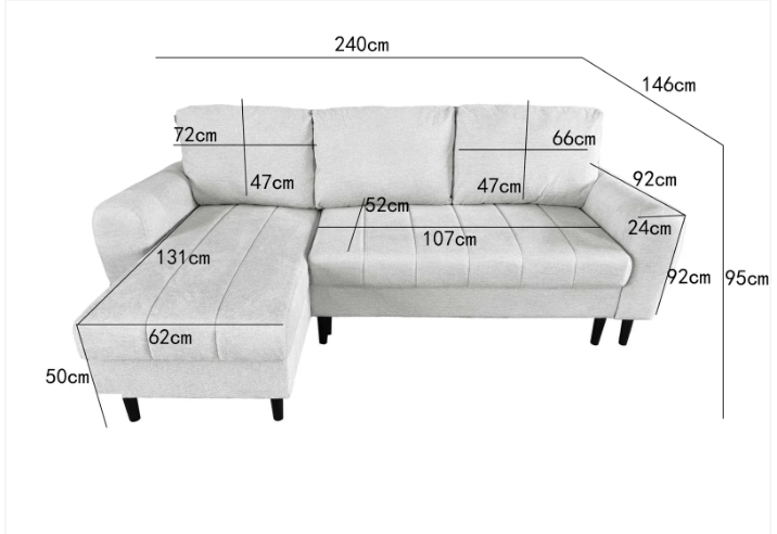 Amora Universal Corner Sofa bed With Storage