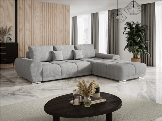 Gebba Corner Sofa Bed with Storage, Grey or Cream