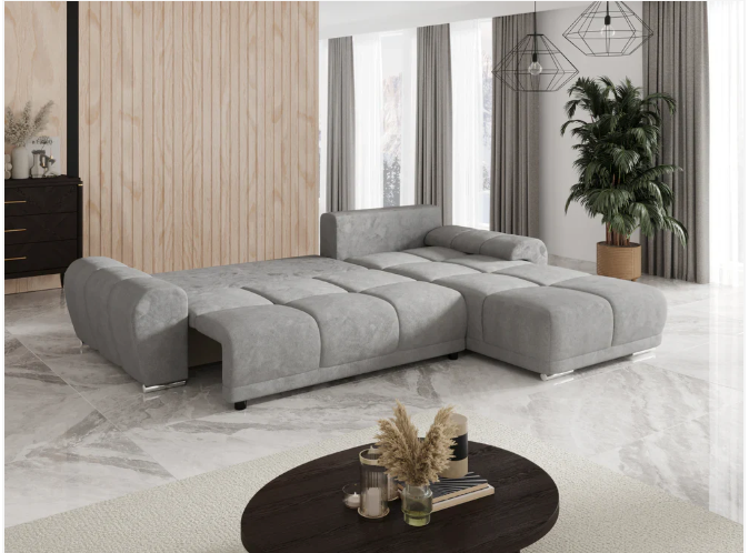 Gebba Corner Sofa Bed with Storage, Grey or Cream