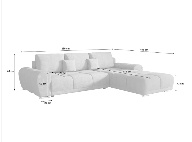 Gebba Corner Sofa Bed with Storage, Grey or Cream
