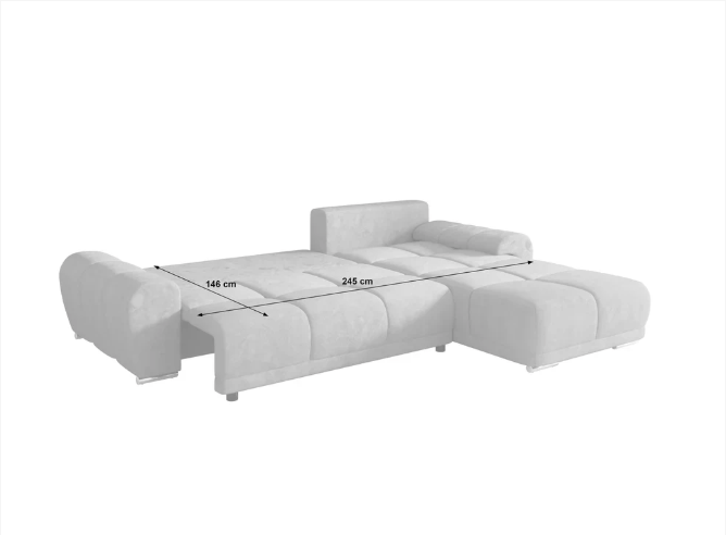 Gebba Corner Sofa Bed with Storage, Grey or Cream
