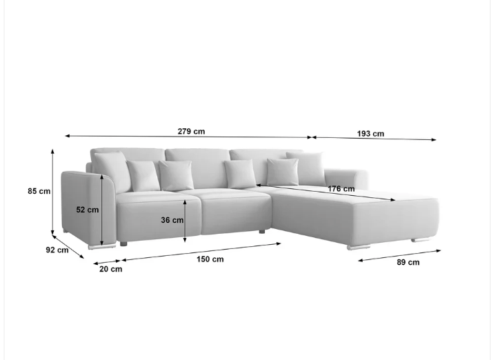 Gusto Corner Sofa Bed Grey or Beige