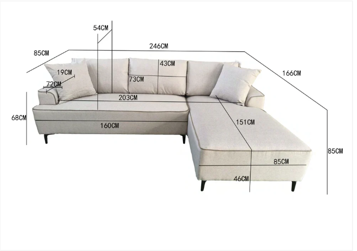 Aero Corner Sofa Grey or Beige