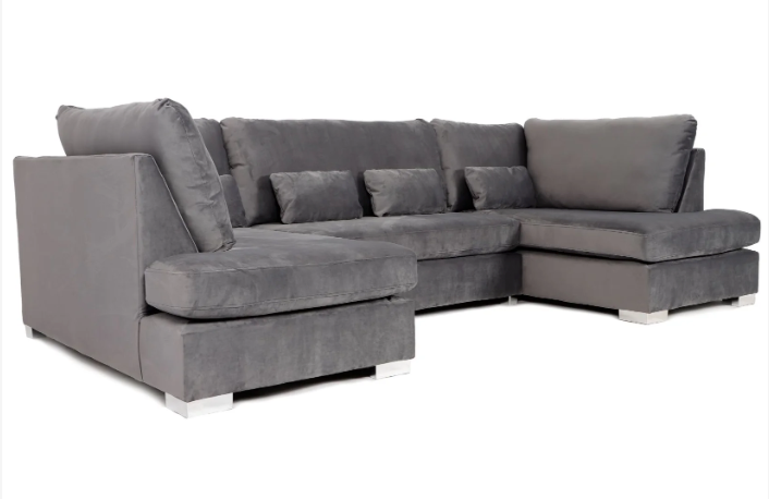 London U-Shape Sofa Plush Steel