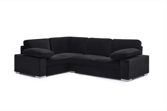 Ascot Left Hand Corner Sofa - Plush Black Velvet