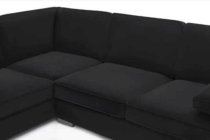 Ascot Left Hand Corner Sofa - Plush Black Velvet