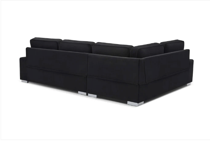 Ascot Left Hand Corner Sofa - Plush Black Velvet