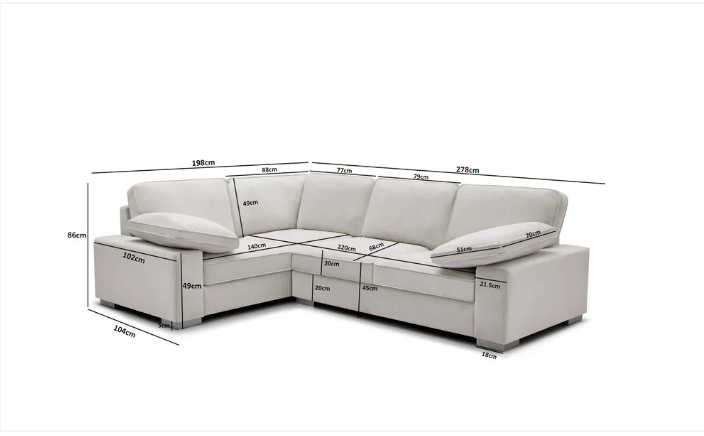 Ascot Left Hand Corner Sofa - Linen Cream