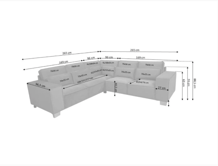 Sloanne Corner Sofa Plush Silver