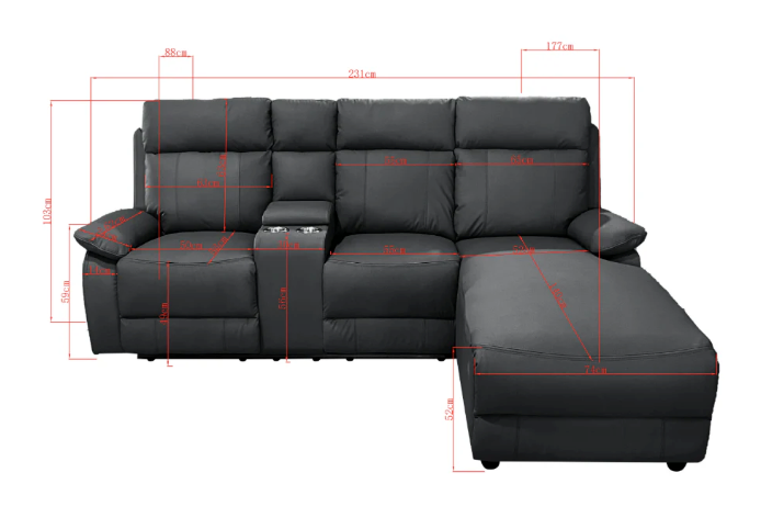 Serenova Black Recliner L Shape Corner Sofa