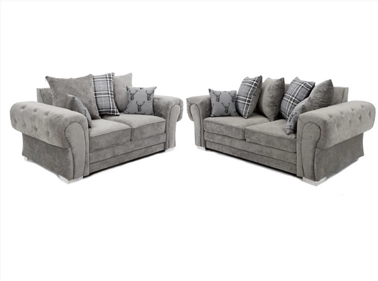 Verona Scatter Back 3+2 Seater Sofa Set Grey