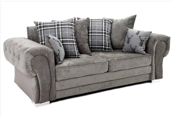 Verona Scatter Back 3 Seater Sofa Grey