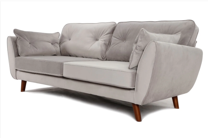 Zinc 3 Seater Sofa Plush Silver