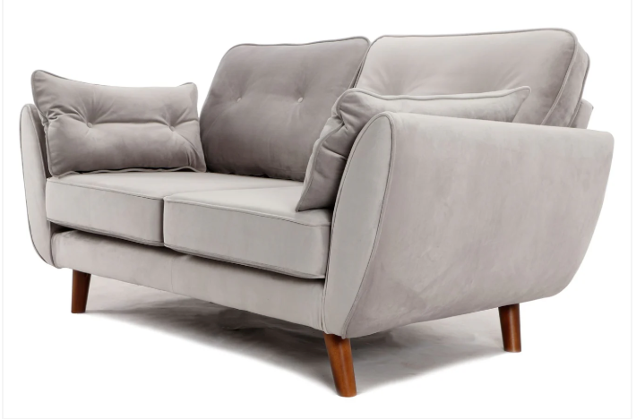 Zinc 2 Seater Sofa Plush Silver