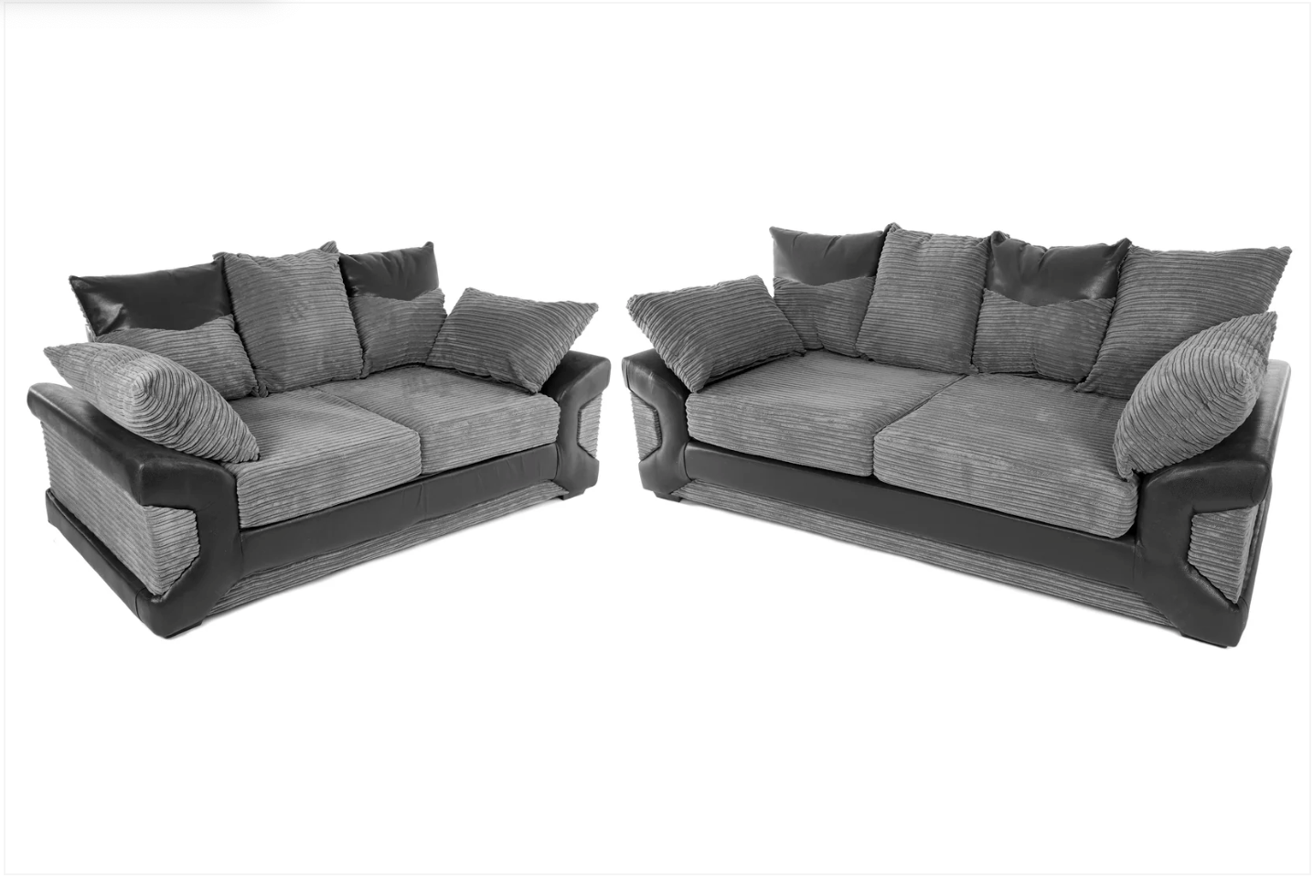 Dino 3 + 2 Seater Sofa Set Black/Grey Cord