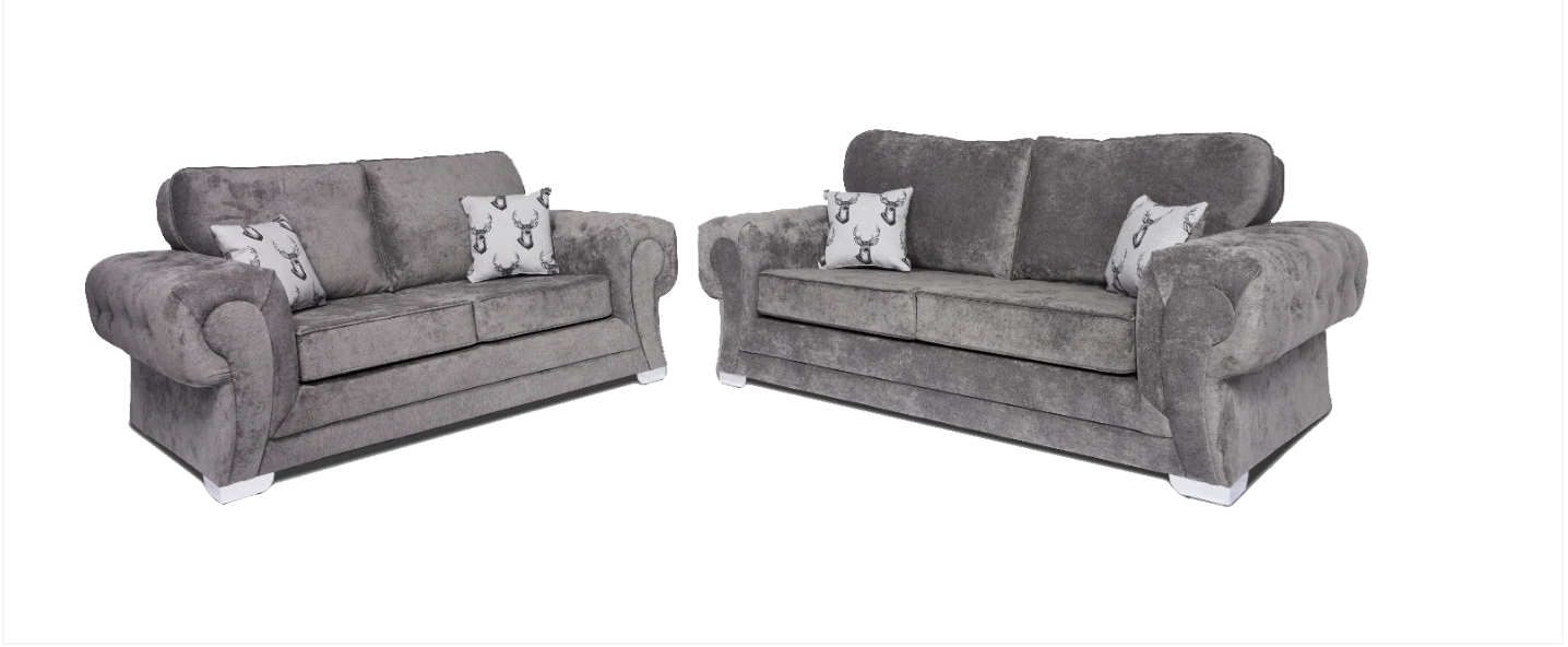 Verona Full Back 3+2 Seater Sofa Set Grey