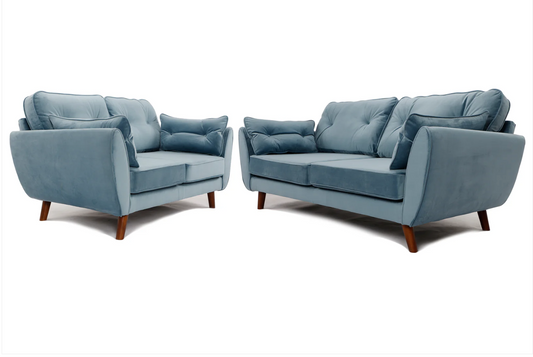 Zinc 3+2 Seater Sofa Set Plush Sky
