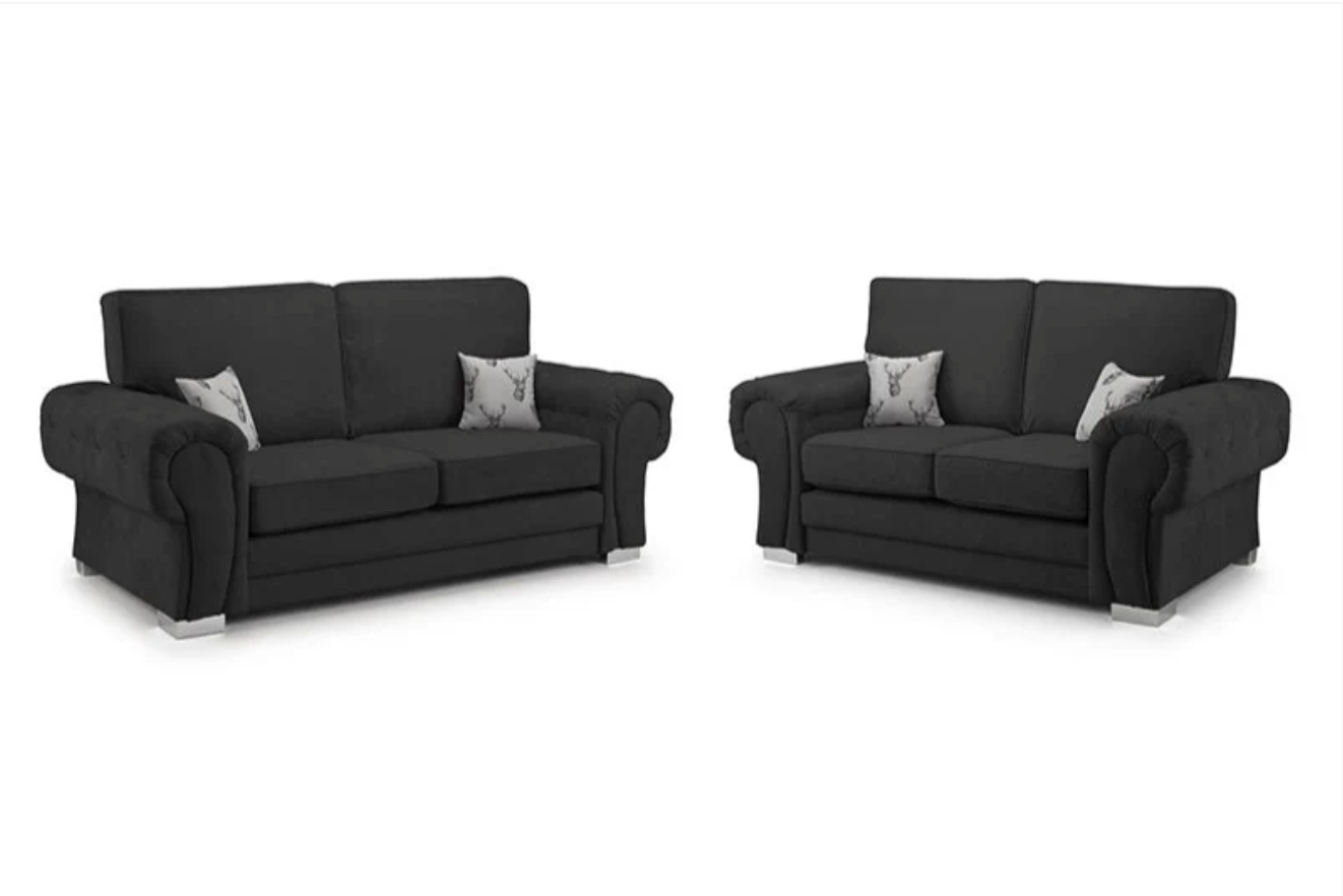 Verona Full Back 3+2 Seater Sofa Set Black